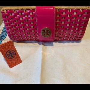 Tory Burch Woven Patent Clutch